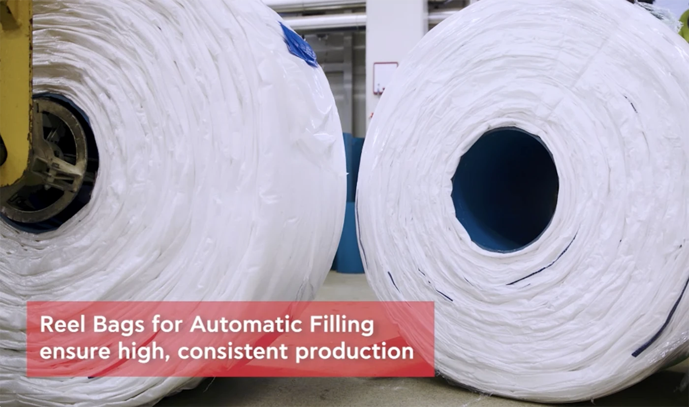 Storsekker på rull, Big Bags on reel for automatic filling.